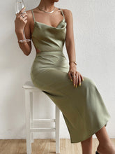 Draped Detail Crisscross Backless Split Hem Cut Out Waist Cami Dress